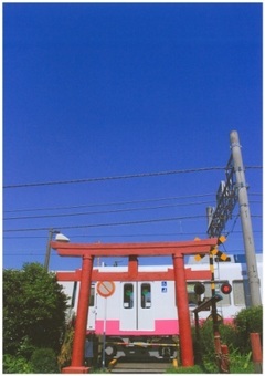 鳥居と電車の写真