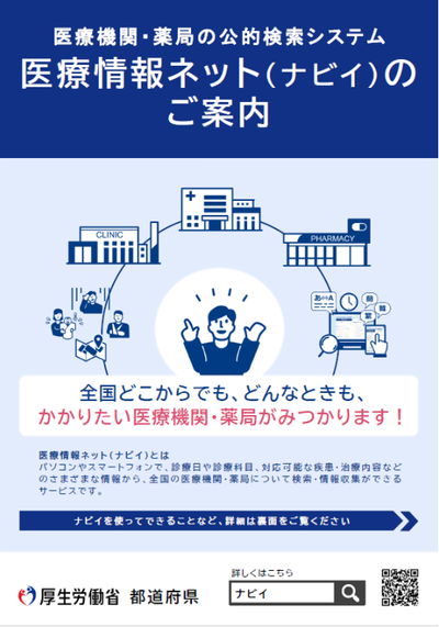 「医療情報ネットのご案内」表面の画像