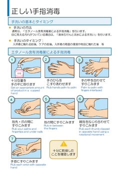 厚生労働省「感染対策の基礎知識」リーフレット正しい手指消毒のページ画像