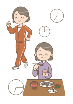 健康的な生活をする女性のイラスト