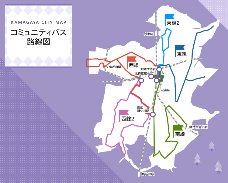 KAMAGAYA CITY MAP　コミュニティバス路線図