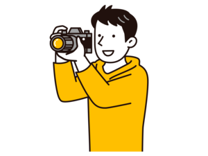 カメラ撮影する人のイラスト