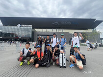 エスコンフィールドHOKKAIDOに到着した際の集合写真