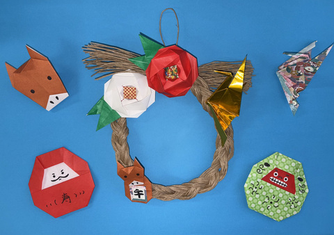 折り紙で作る正月飾りの作品例(写真)