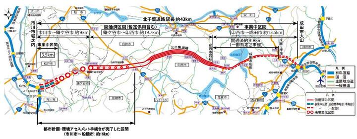 北千葉道路全体の地図（画像）