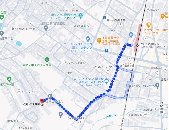 道野辺保育園経路（地図）