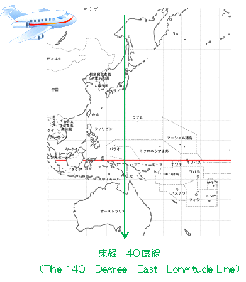 東経140度線世界地図
