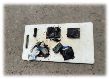 市内で発火したリチウムイオン電池等【写真】