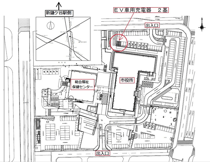EV車用充電器の設置場所の地図（画像）